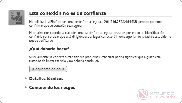 Mozilla Firefox: "Esta conexión no es de confianza"